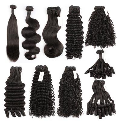 China 12A Grade Silky Straight Double Wave Factory Supply Factory Supply Straight Double Wave Virgin Pulled Pixie Curl Funmi Hair Selling In Nigeria Te koop