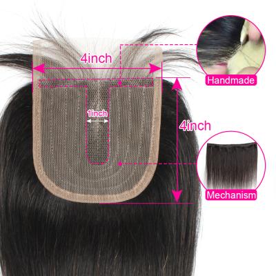 China Brown Wave 4x1 Lace Closure 100% Silky Straight Cheap Swiss Human Hair Medium Lace Closure zu verkaufen