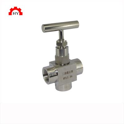 China 6000PSI General High Pressure Bestselling Sanitary Stainless Steel T L Type 3 Ball Left Internal Threaded Needle Valve for sale