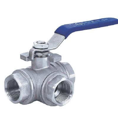 China General Q1232 L three-way type, Q1231 T type three-way stainless steel female thread manual three-way ball valve for sale