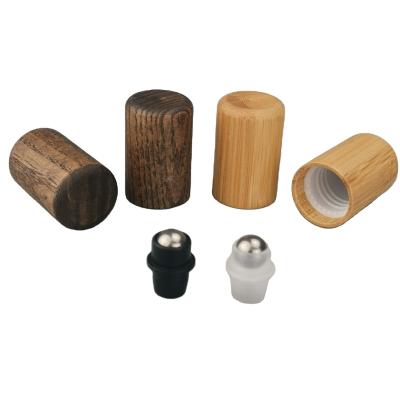 China Organic Ball Sheath Bamboo Wooden Trackball Caps Around Bamboo Wooden Cap Stainless Steel Ball Roll On Cap for sale