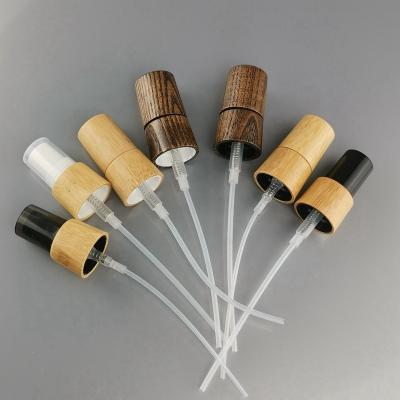 China 18/415 Bamboo Oil Spray Black Mist Spray Cap Pilfer Proof Fine Sprayer With Bamboo Lid for sale