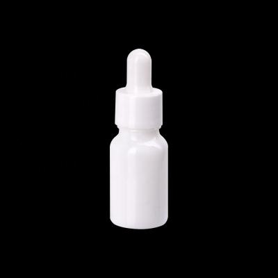 China Personal Care 10ml White Opal Glass Bottle 10ml White Glass Dropper Bottle With White Plastic Dropper Pipette For Oil for sale