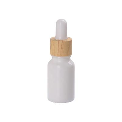 China Personal Care 10ml Bottle White Dropper Bottle 10ml Opal Glass Bottle With Wood Grain Water Transfer Plastic Dropper Pipette for sale