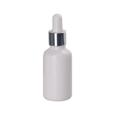 China Personal Care 1 Ounce Essential Oil White Glass Bottle High Quality Aluminum Opal Glass Dropper Bottle 30ml Dropper Bottles For Skin Care Oil for sale