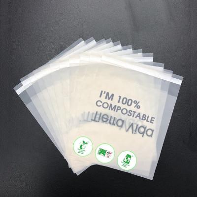 China 100% Biodegradable Package Pla Cornstarch Bags Compostable Garment Packaging With Self Adhesive Tap for sale