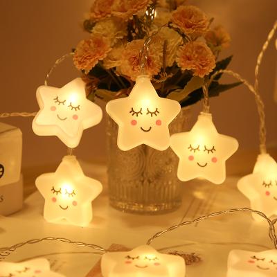 China Pretty New Led String Led Christmas Smiling Birthday Kids Star Lights Vinyl String Lights Creative Face Space Decoration Battery Lights for sale