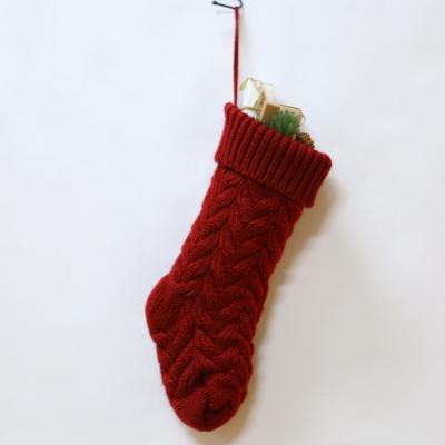 China Gray Red Acrylic Knitting Candy Bag Christmas Stockings Wool Gift Large 46 for sale