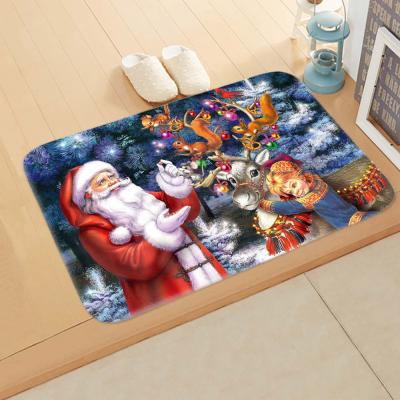 China Foreign Trade Children's Christmas Decoration Door Mat Flannel Carpet Cartoon Pattern for sale