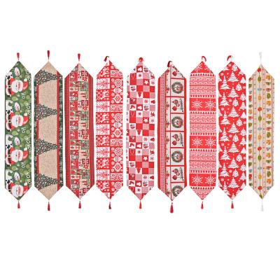 China Fabric Christmas decorations on terylene desktop creative Christmas tablecloth Christmas banner for sale