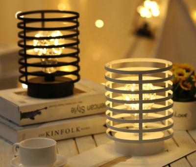 China Pretty New Garden Wire Iron Cage Home Decorative Battery Operated Led Desk Light for sale