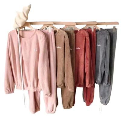 China High Quality Autumn Winter Women Warm Coral Fleece Sleepwear Suit Pajamas Wholesale Low Price QUICK DRY for sale