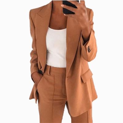 China 2021 Anti-wrinkle ladies blazer long sleeve women blazers and jackets solid color female coat long for women for sale