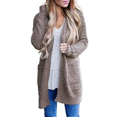 China Women's Anti-Wrinkle Front Cardigan Chunky Knit Outwear Soft Long Sleeve Sweater Open With Pockets for sale