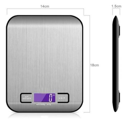 China With Tray Wholesale Anti 5kg 10kg Scale Stainless Steel Kitchen Digital Waterproof Custom Multifunctional Food Scale for sale