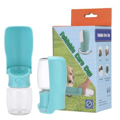 China Amazon Portable Wholesale Viable Dog Water Outdoor Bottle Collapsible 350ml 550ml Cat Dog Water Plastic Bottle For Pet Shop for sale