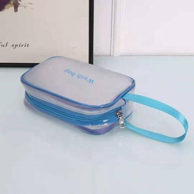 China Custom Black Transparent Cosmetic Portable Bag Fashion PVC Toiletry Bag Waterproof Makeup Bag for sale