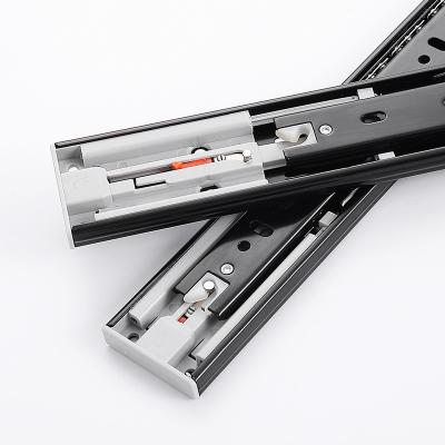 China Contemporary Push To Open Telescopic Drawer Slide Channel Furniture Hardware Black Plating for sale