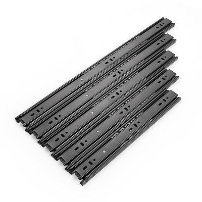 China Heavy Duty 3 Fold+Full Extension Drawer Slide Black Electrophoresis Ball Bearing Drawer Runners for sale