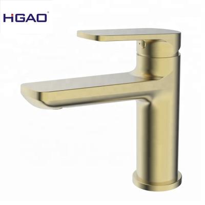 China Metered Faucets Kaiping Manufacturer ACS CE Certified Brass Brushed Gold Bathroom Basin Mixer Tap for sale