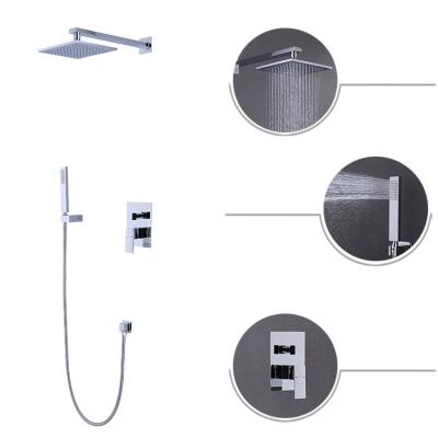 China Without Slide Bar HGAO Brand 3 Function Chrome Dish Concealed Shower Faucet Brass Shower Faucet Bathroom Shower Set for sale