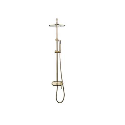 China With Slide Bar SUS304 Stainless Steel Shower Slide Bar Faucet Cylinder Handle Brushed Gold Exposed Shower Fixture Wall Mounted for sale