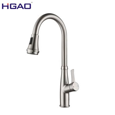 China Modern Brushed Nickel Pull Out Kitchen Faucet , Stainless Steel Single Level Kitchen Sink Faucets With Pull Down Sprayer for sale