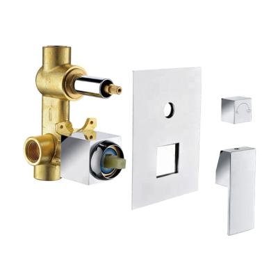 China Contemporary Brass Shower Faucet Body Valve Concealed Square Bath Shower Mixer For Bathroom Showering System for sale