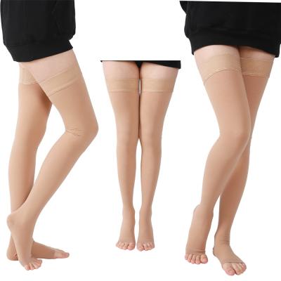 中国 Medical Thigh Toe Compression Stockings Antibacterial Unisex Open Compression Socks For Varicose Vein Stocking Socks20-30mmhg 販売のため