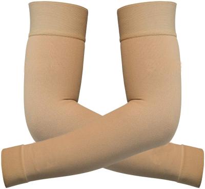 China Hot Sale 85%Nylon/15%Spandex Amazon Medical Premium 15-20mmHg Graduated Compression Arm Support With Silicon Top Band Elbow Sleeve zu verkaufen