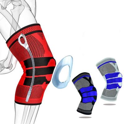 China 1 Pcs Knee Patella Protector Brace Silicone Spring Basketball Running Compression Adult Multicolor Knee Brace for sale