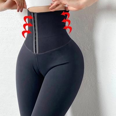 China Logo Waist Yoga Pants Waist Trainer Corset Leggings Women Fitness Wear Breathable Custom Tight Slim Trimmer Compression Waist Trainer for sale