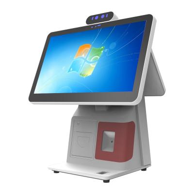 China SDK retail 15.6 inch windows 7 all in one dual position touch screen system with 50mm printer and payment box for sale