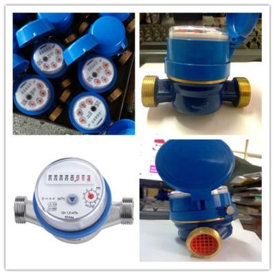 China DN15mm Dry Type Single Jet Water Meter With Brass Body /  Eight Wheels for sale