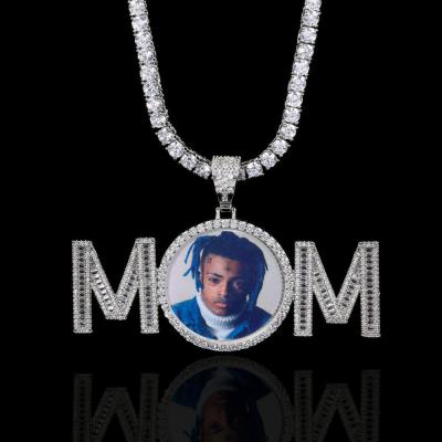 China Hiphop Hip Hop Iced Out Personalized Custom MOM Photo MOM Pendant Necklace for sale