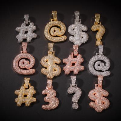 China Hiphop Fashion Personality Question Mark Dollar Symbol Dollar Keypad Symbol Micro Inlaid Pendant Necklace for sale