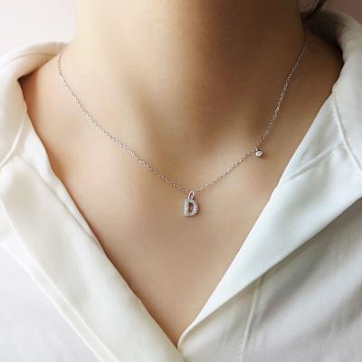 China FASHIONABLE Sterling Silver Mini Baguette Initial Pendant Necklace for sale