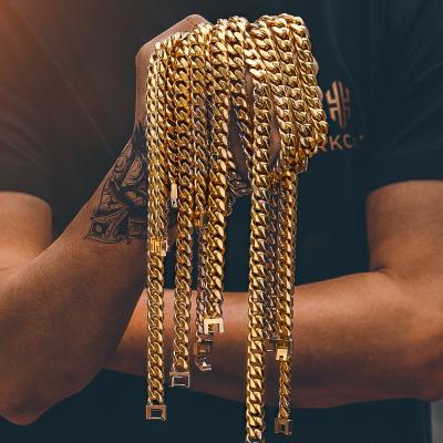 China Other Miami Stainless Steel Wholesale Custom 24K Gold Plated Cuban Link Chain Necklace for sale