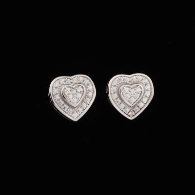 China Wholesale Casual/Sporty Statement Stud Heart Hop Hip Zircon Designer Earrings Sterling Silver Women for sale