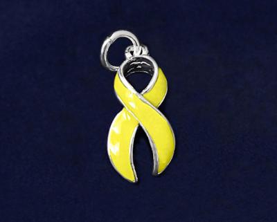 China New Fashion Design Silver Plating Yellow Enamel Awareness Ribbon Charms Wholesale for sale