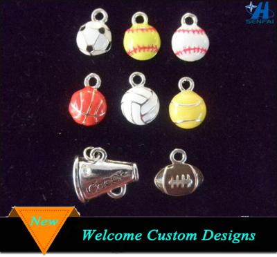 China Baseball Charm Custom 10mm Sports Charm Baseball, Basketball, Softball, Soccer Ball Sports Theme Series Charm for sale