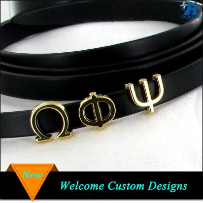 China Wholesale Greek Flat Metal Fashion Letter Beads Greek Letter Beads Fit 10mmx2mm Leather Bracelet for sale