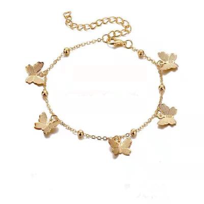 China Best Selling Products FASHIONABLE 18K Stainless Steel Charm Butterfly Tiny Bracelets Plated With Beads Chain for sale