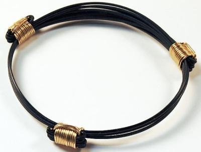 China New Design Hot Sale Black ALLOY 3 Knot Elephant Hair Gold Leather Bracelet Men for sale