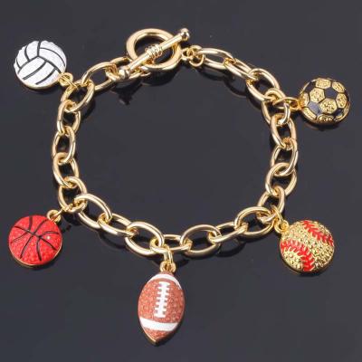 China Fashion Fashion Football Basketball Volleyball Baseball Sports Charm Bracelet for sale