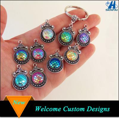 China Fashion Beautiful Iridescent Mermaid Scale Key Chain Mermaid Scales Key Chain for sale