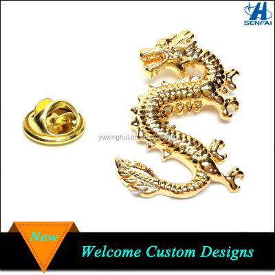 China Europe Gold Dragon Lapel Pin For Men Suits Mens Lapel Pins for sale