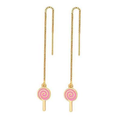 China Cute Pink Enamel Lollilop Threader Drop Earrings Candy Earrings For Girls for sale