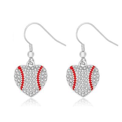 China Cute Heart Shape Baseball Zinc Alloy Earrings Sport Ball Earrings for sale