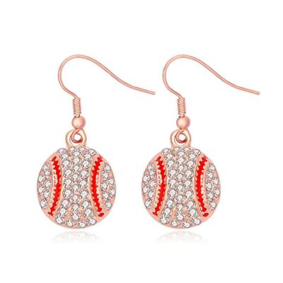 China Cute Zinc Alloy Crystal And Enamel Baseball Stud Earrings Sport Ball Earrings for sale